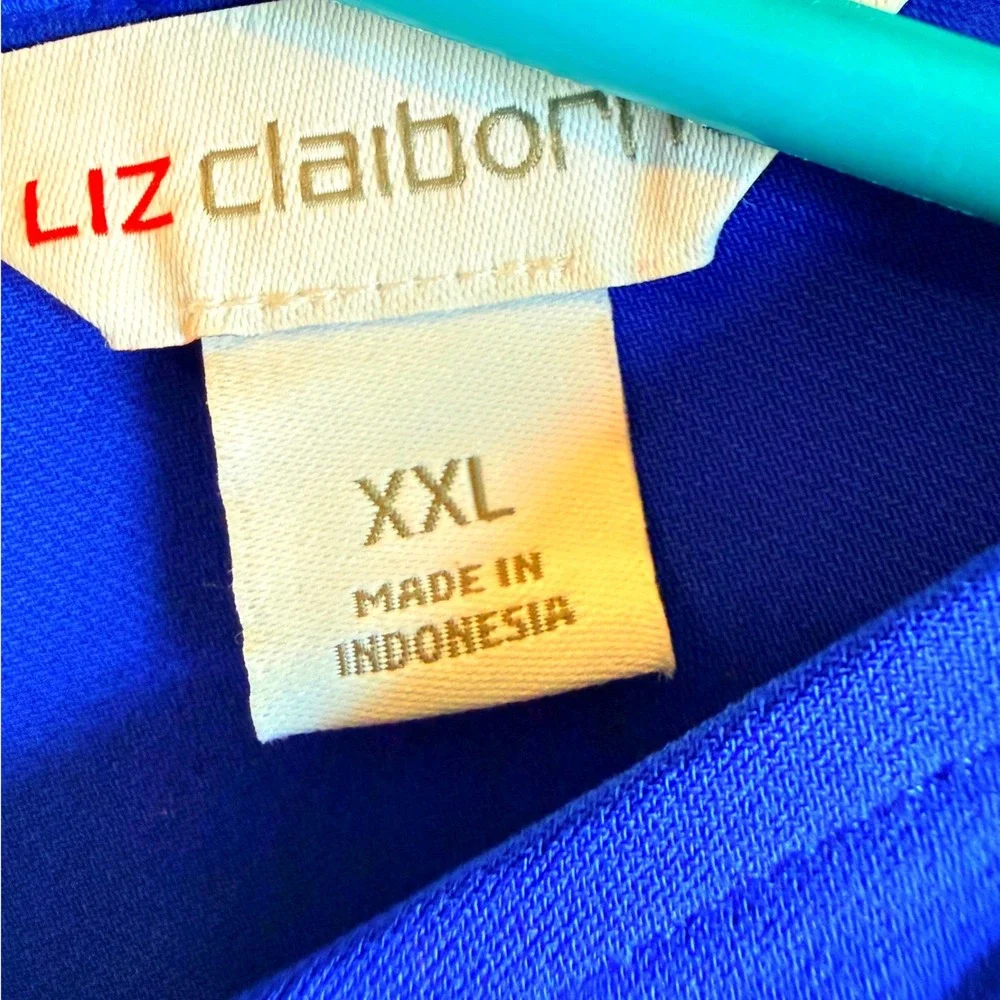 NEW Liz Claiborne XXL‎ Bold Blue V-Neck Flutter Short Sleeve Cobalt Office Party
